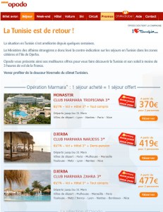 La newsletter d'Opodo - La Tunisie est de retour